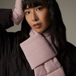Elegant Blush Pink Puffer Pull Through Scarf for Women